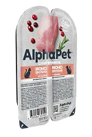 AlphaPet Superpremium Monoprotein Индейка - Влажный корм для взрослых кошек мясные кусочки в соусе