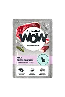 AlphaPet WOW Superpremium Утка и потрошки, сочные ломтики в соусе - Влажный корм для кошек с чувствительным пищеварением