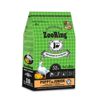 Zooring puppy&junior утка и рис тыква с глюкозамином - сухой корм для щенков– Интернет-магазин ZOO-MEGA